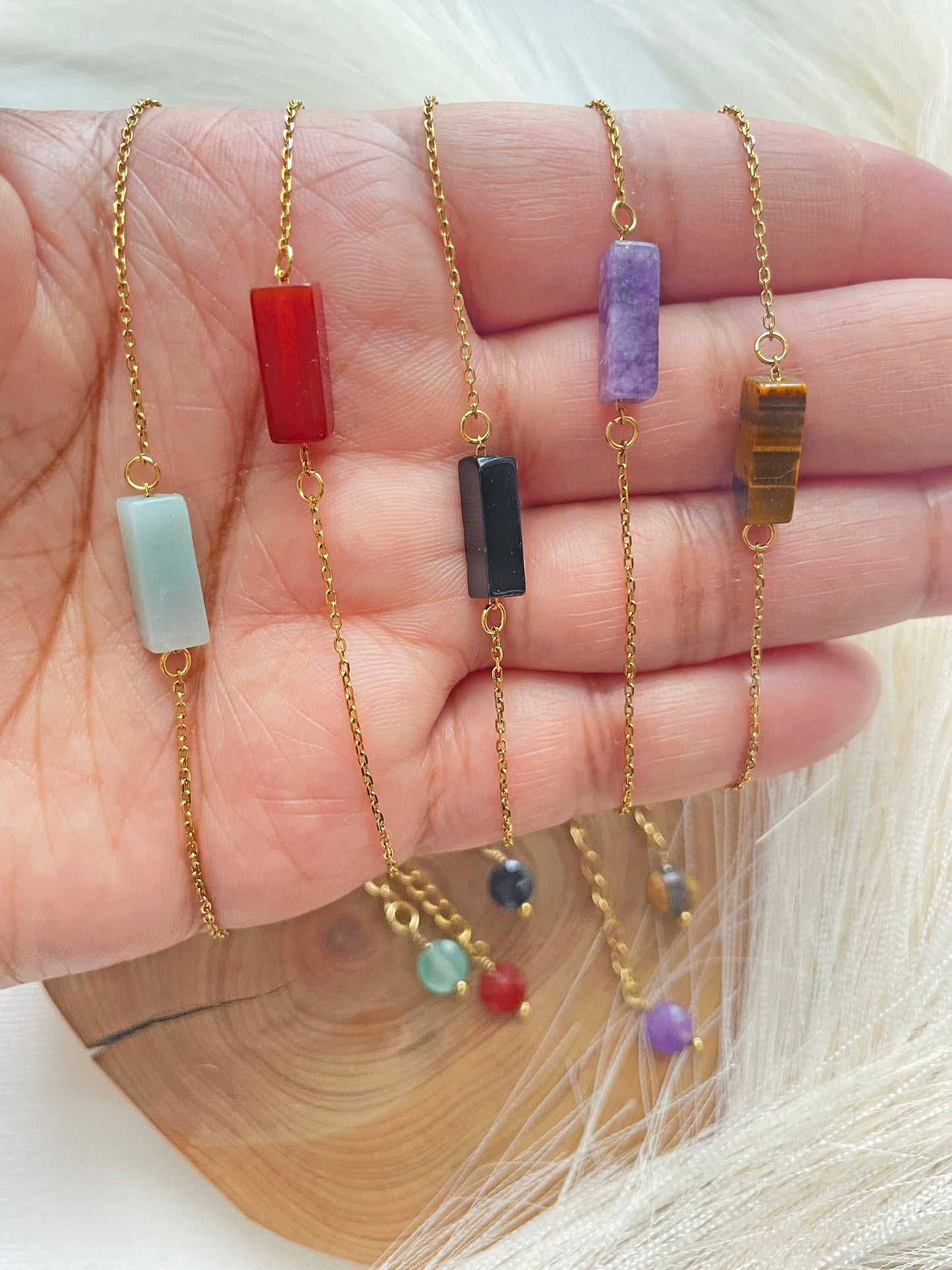 AMETHYST CARNELIAN OBSIDIAN AMAZONITE TIGERS EYE BRACELET 