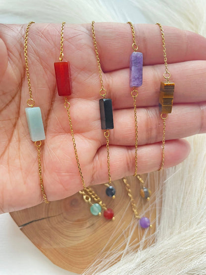 AMETHYST CARNELIAN OBSIDIAN AMAZONITE TIGERS EYE BRACELET 