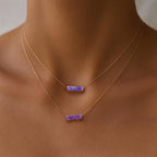 Amethyst Bar pendant gold necklace