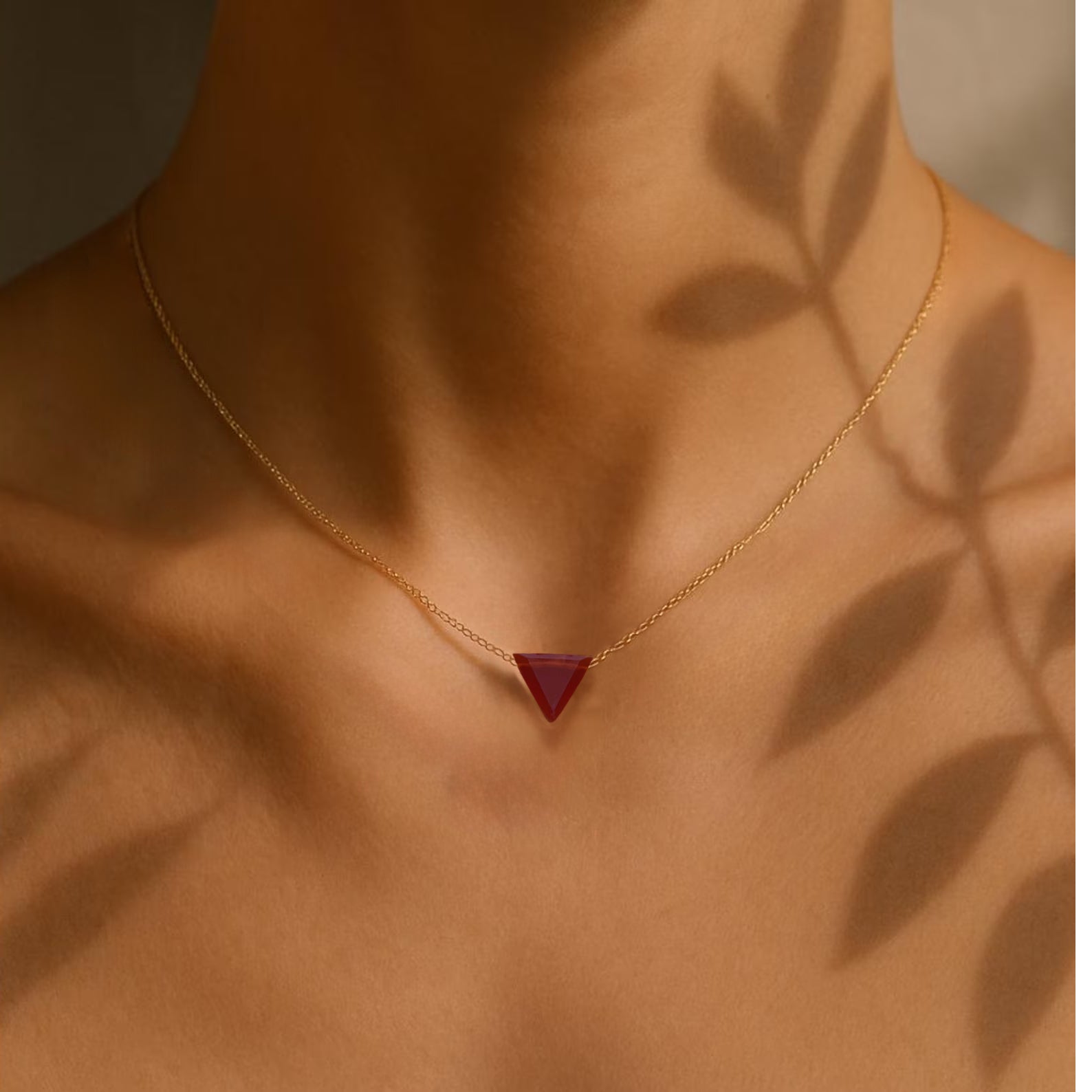 Carnelian Triangle Minimalist Necklace