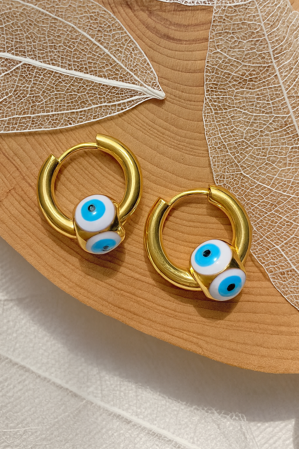 Evil Eye gold Hoop Earrings