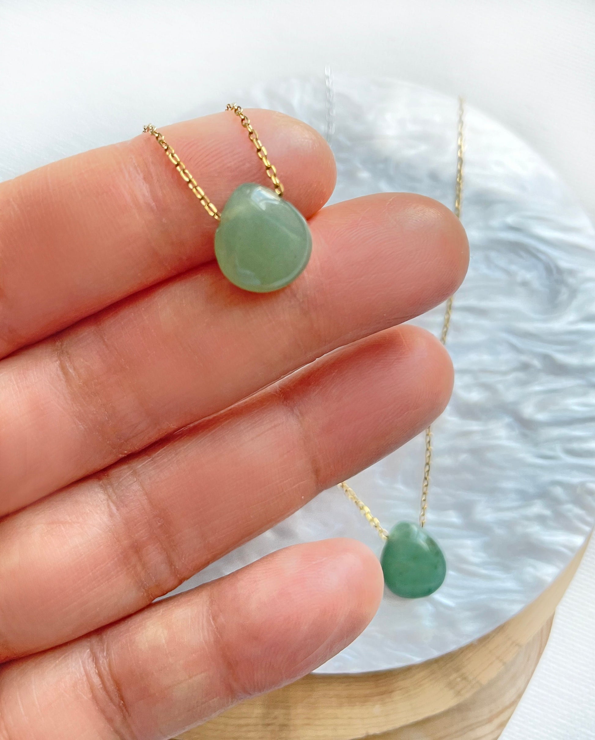 Genuine Jade Teadrop Necklace gold - lp-muse.com