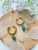 JADE GREEN GOLD DANGLE EARRINGS