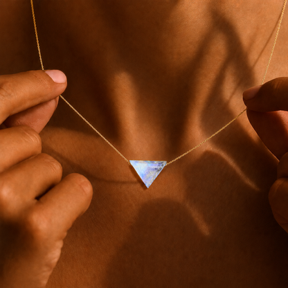 triangle moonstone  minimalist necklace