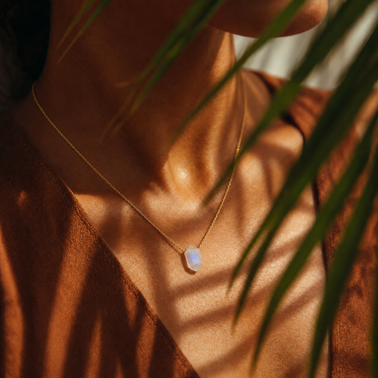 MOONSTONE POINT MINIMALIST NECKLACE BIRTHDAY GIFT FOR WOMAN