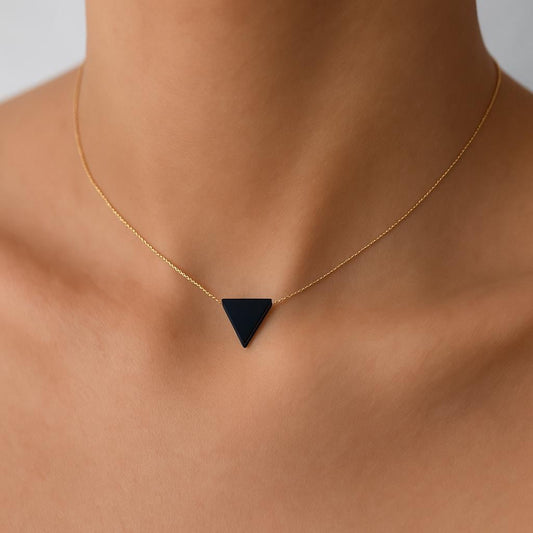 Obsidian Dainty Triangular Necklace, Obsidian necklace Protection Necklace, Natural Obsidian Stone, Obsidian Stone Pendant, Healing Necklace