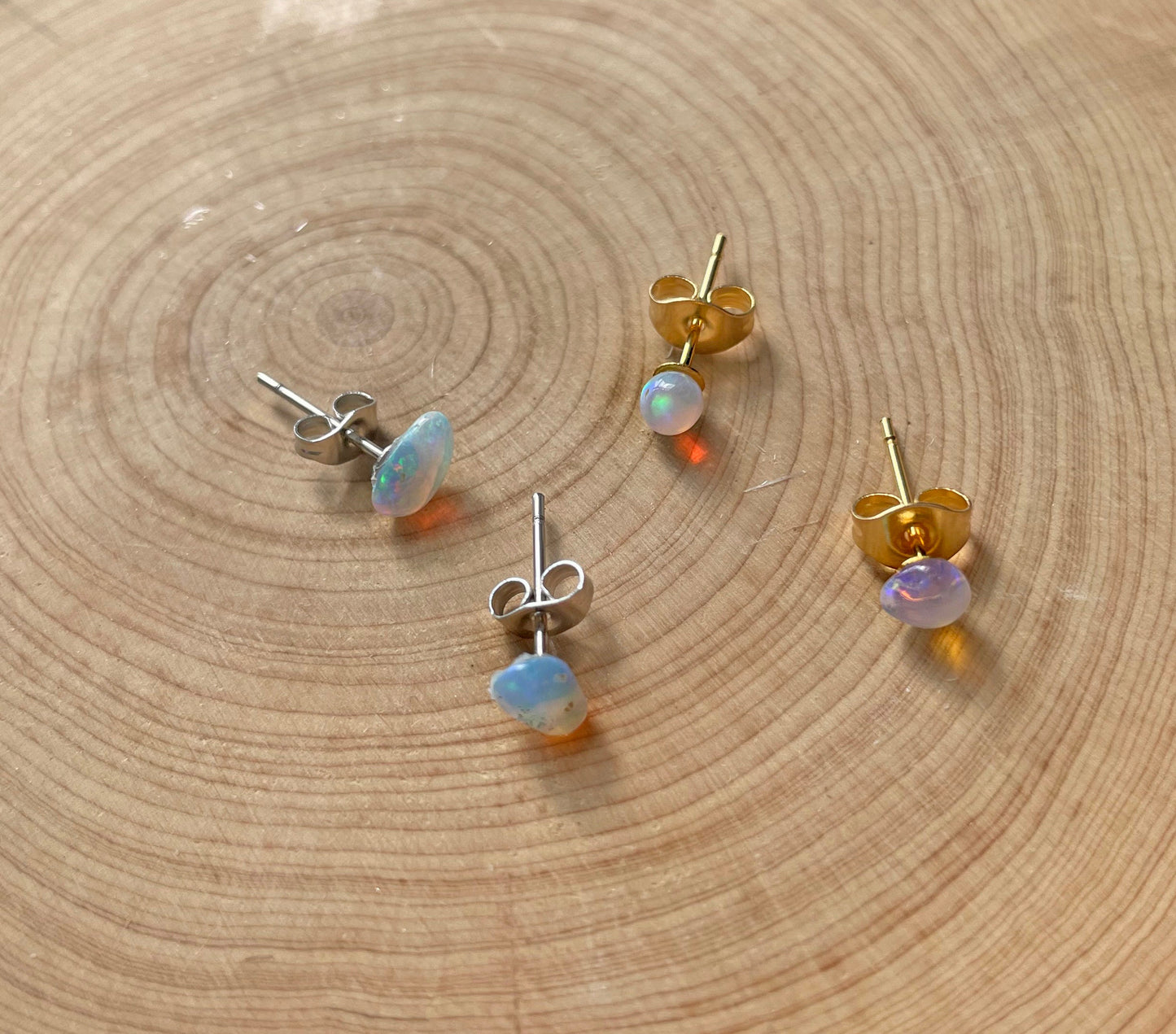 Opal Stud Earrings, Fire opal 