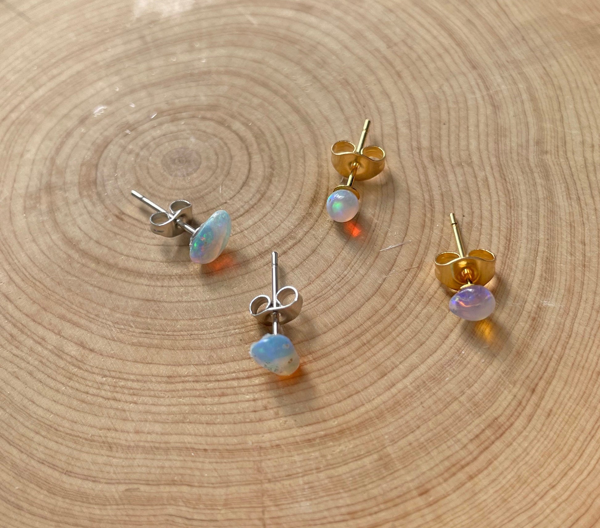 Opal Stud Earrings, Fire opal 