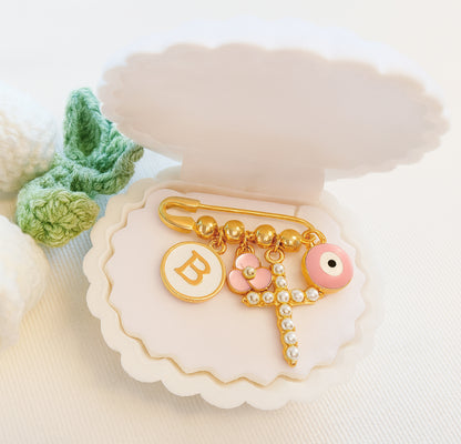 Personalized_Gold_Baby_Safetypin with charms