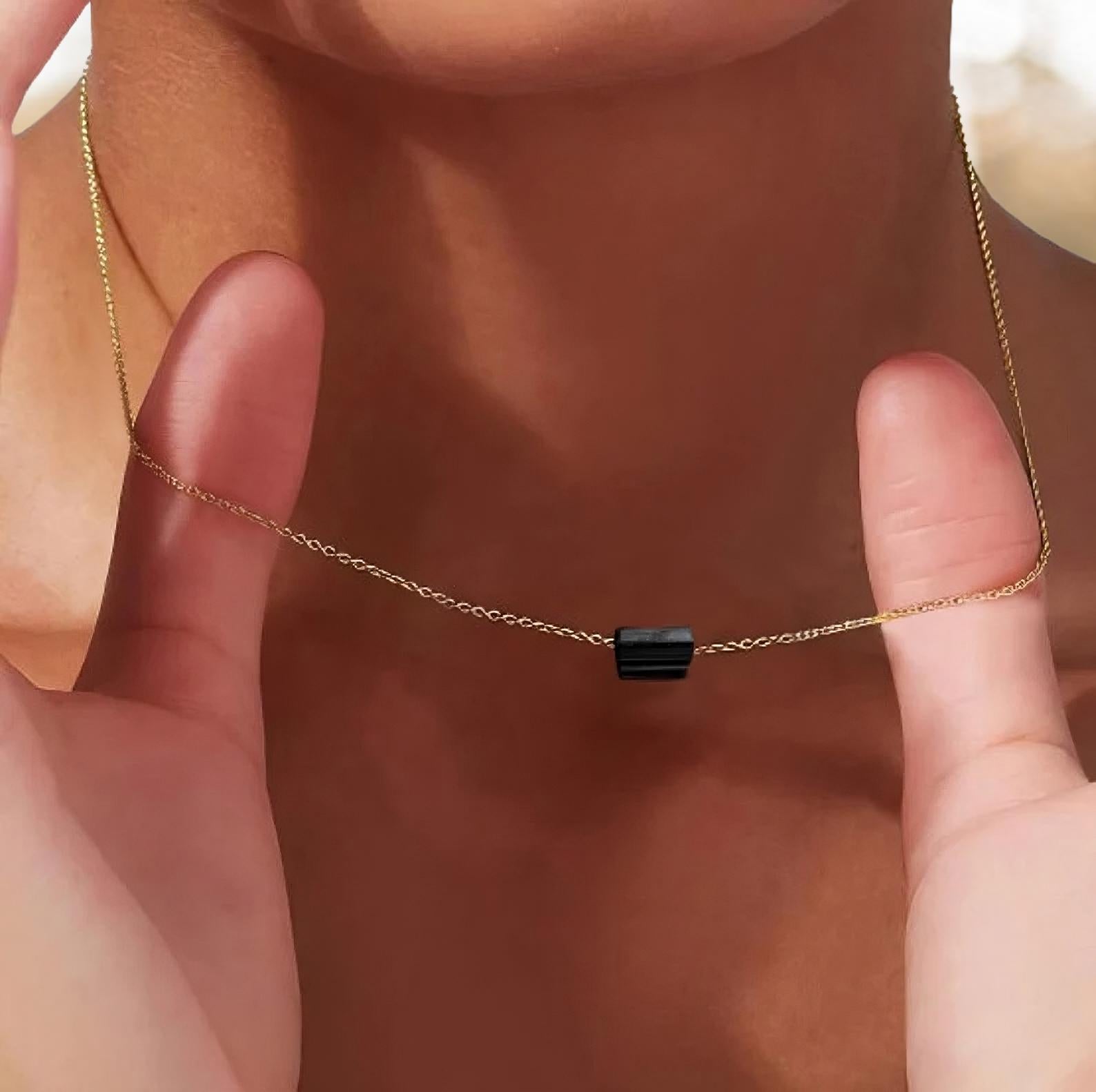 Raw Black Tourmaline Crystal Layering Necklace