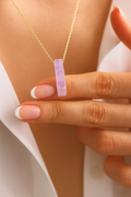 Rose Quartz Pendant Bar Necklace&nbsp;