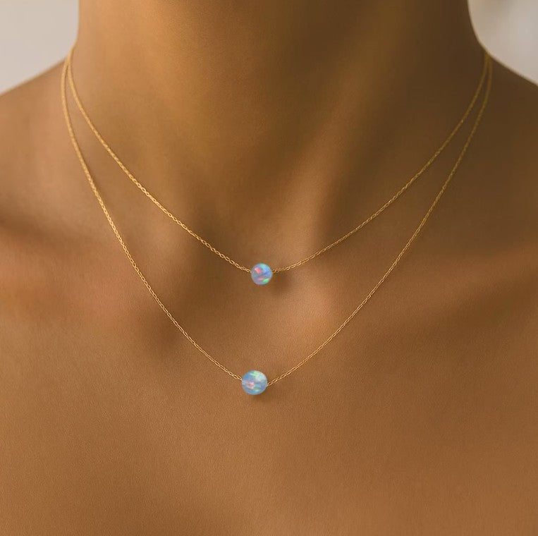 Fire Opal Solitaire Necklace