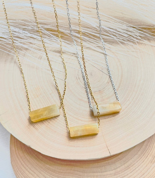 Natural Citrine Bar Pendant Necklace
