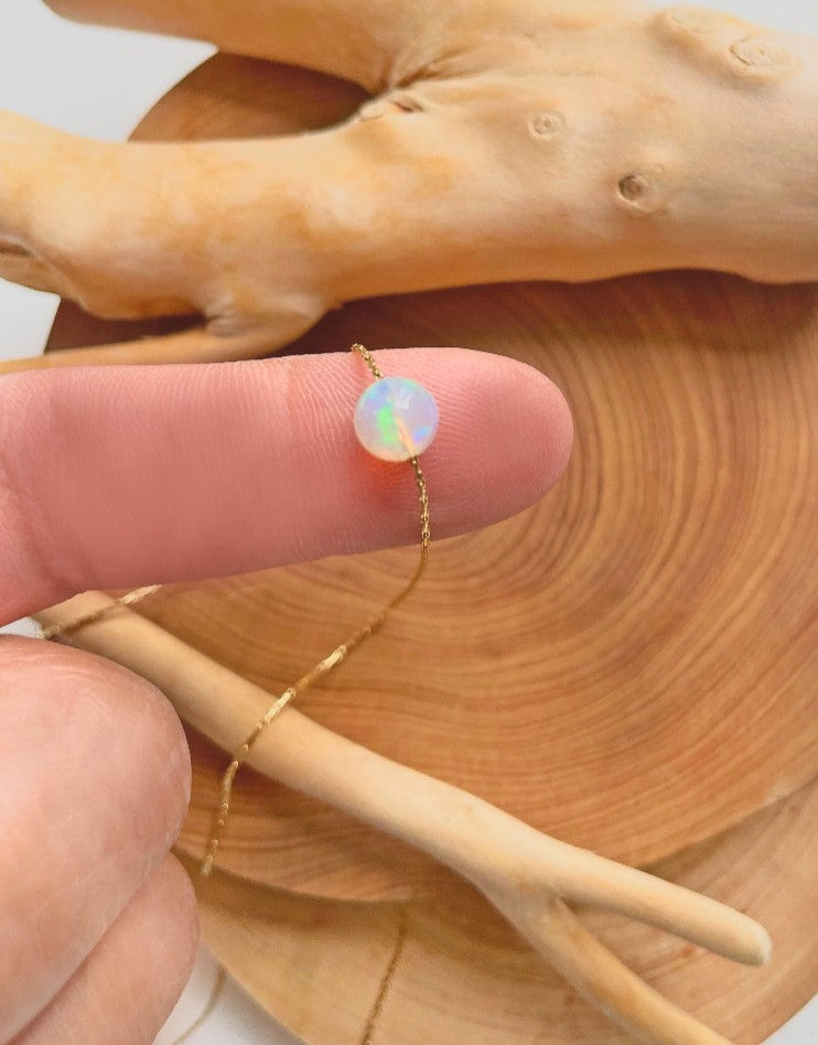 Fire Opal Solitaire Necklace
