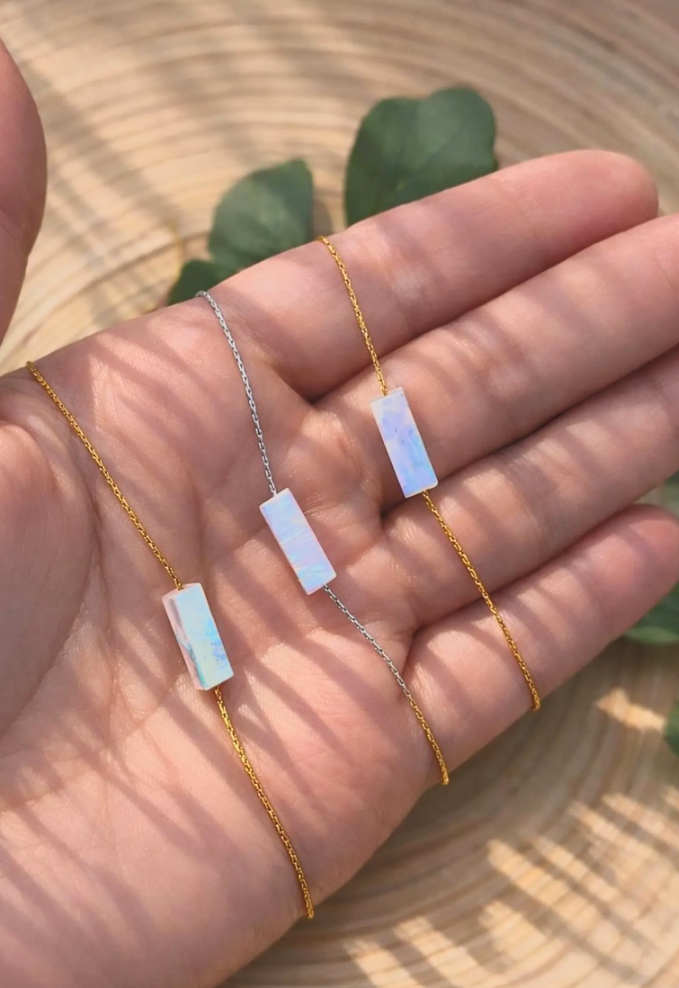 Tiny Moonstone Bar Necklace