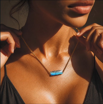 Labradorite Pendant Bar Necklace