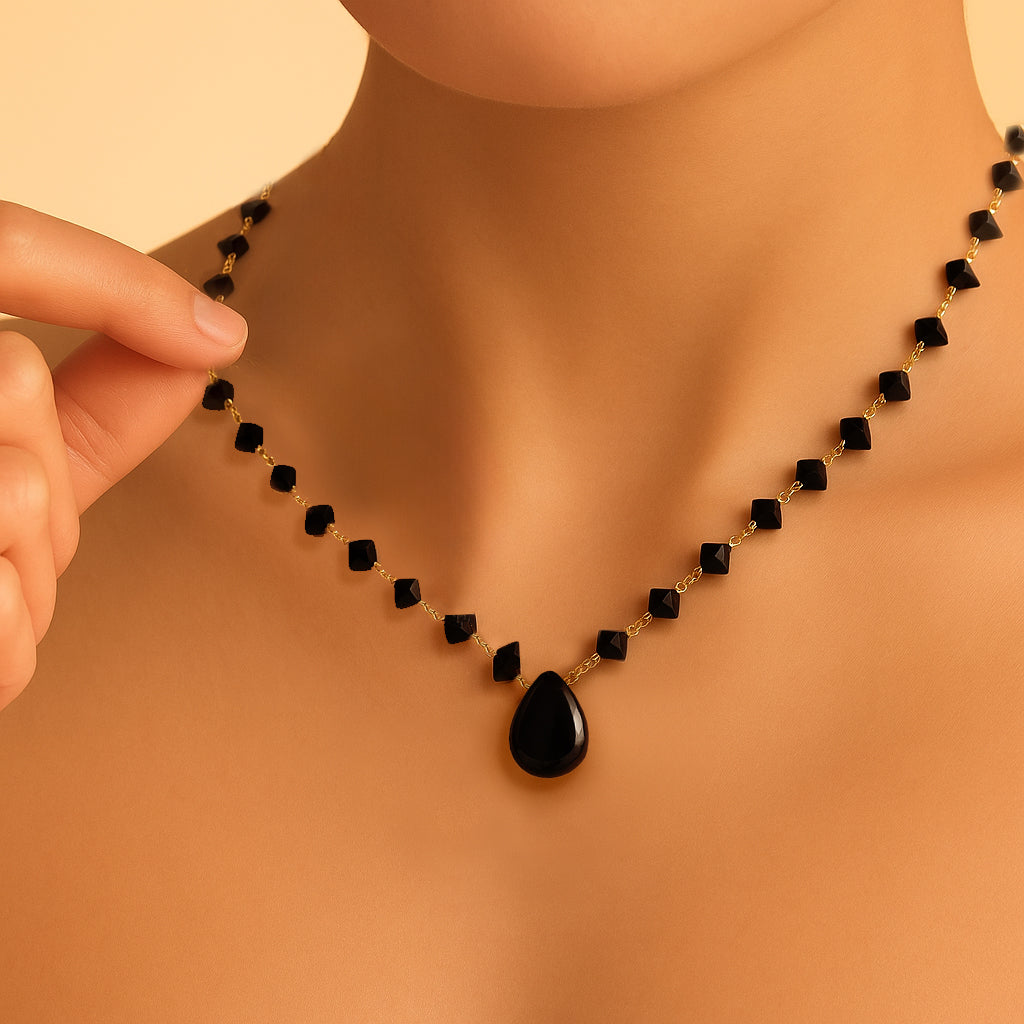 Obsidian Large Tear Drop Necklace