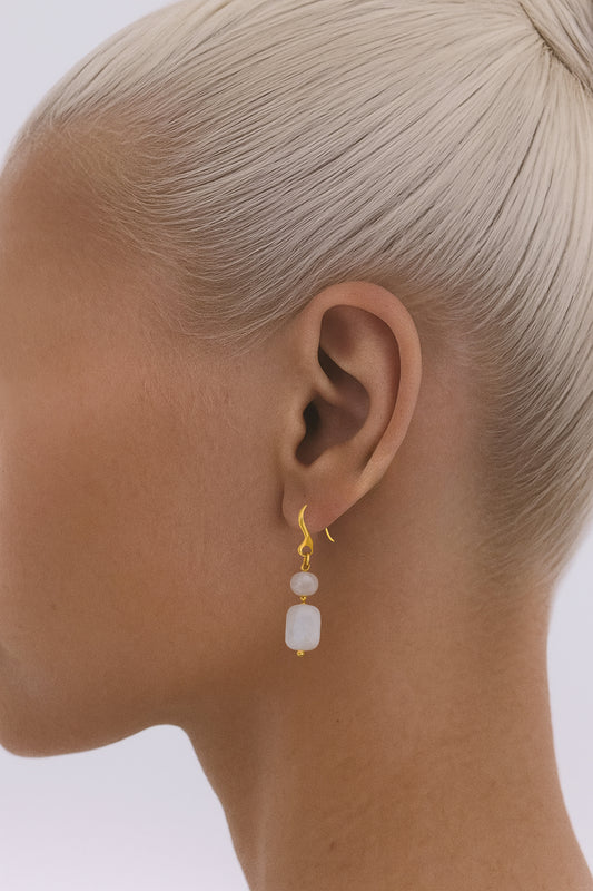 Selenite Minimalist Crystal Earrings 14K Gold Plated,