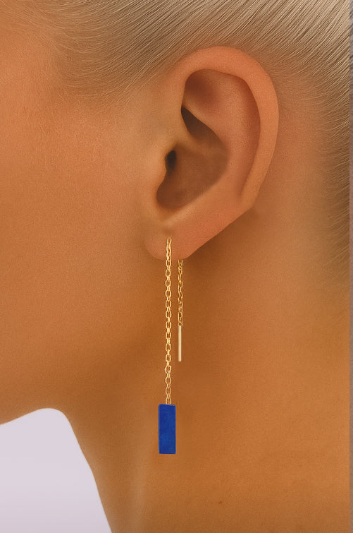 Lapis Lazuli Threader Earrings