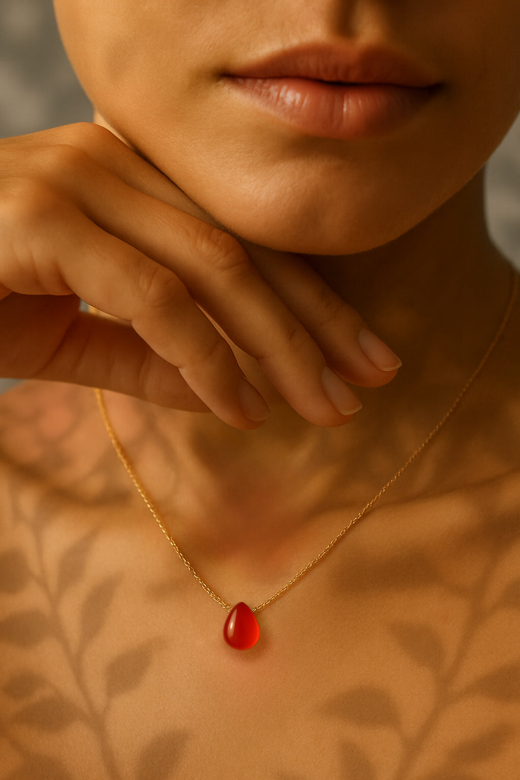Carnelian Minimalist Teardrop Necklace
