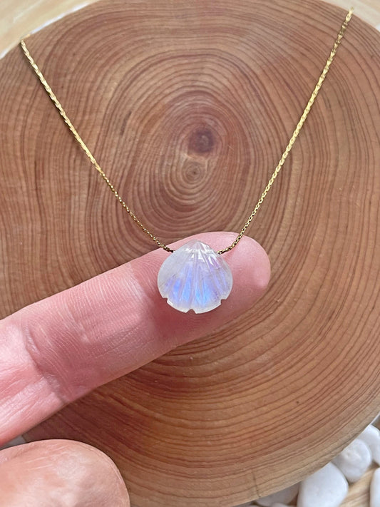 Moonstone Seashell Minimalist Necklace