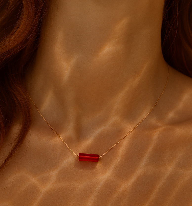 Carnelian Minimalist Bar Necklace