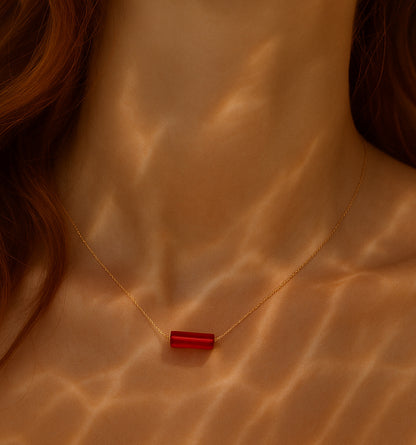 Carnelian Tiny Bar Pendant Necklace