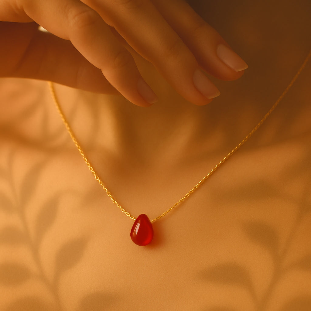 Carnelian Minimalist Teardrop Necklace