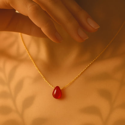 Carnelian Minimalist Teardrop Necklace
