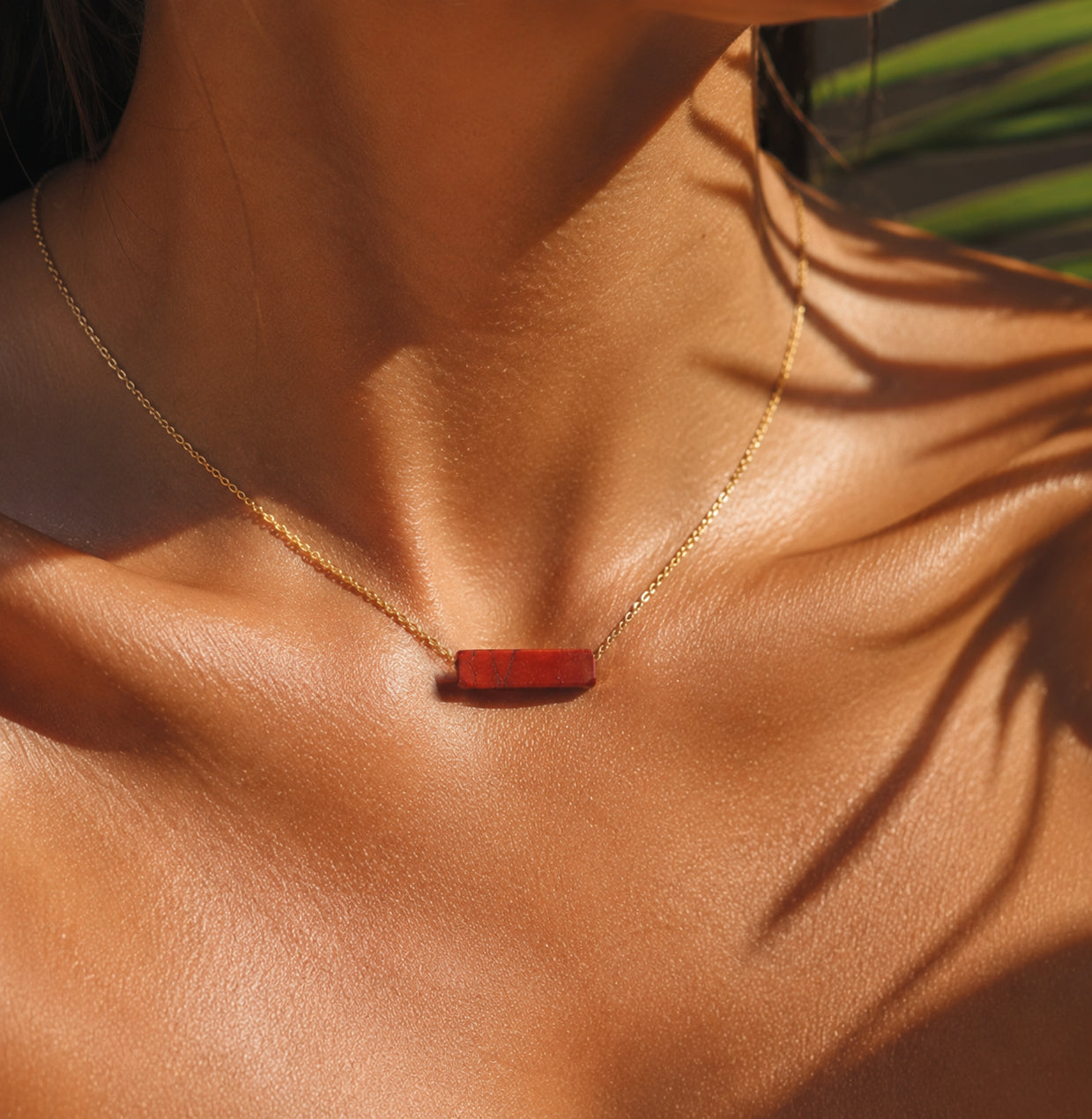 Red Jasper Bar Necklace