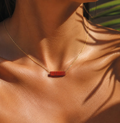 Red Jasper Bar Necklace