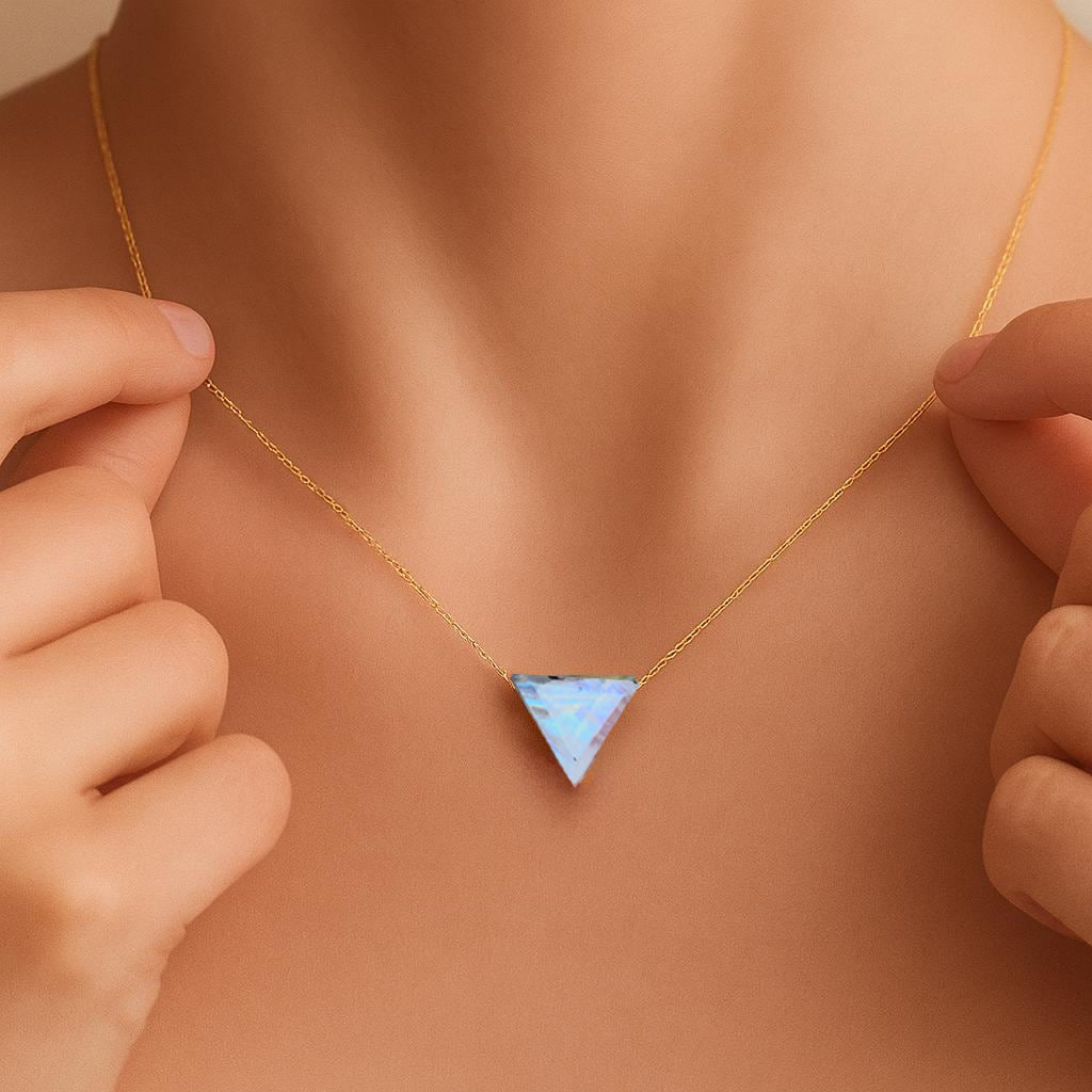 Minimalist Moonstone Triangular Necklace