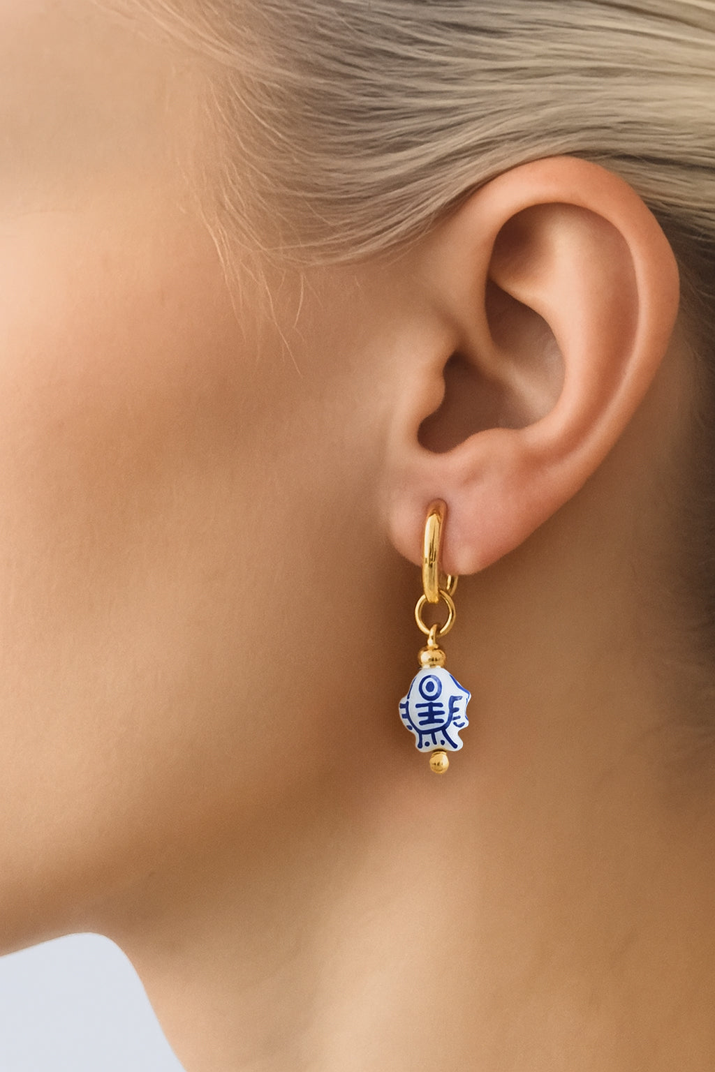 Hand Painted Ceramic Hoop Earrings ~ Chinoiseries Inspired earrings