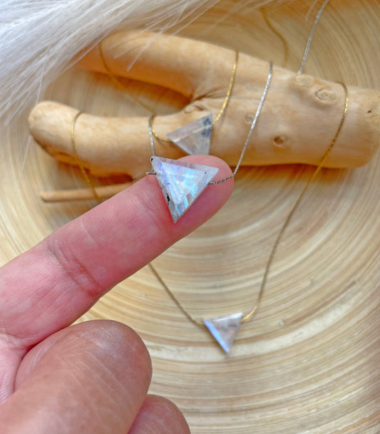 Minimalist Moonstone Triangular Necklace