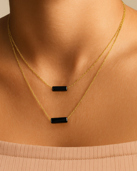 Black Obsidian Dainty Pendant Necklace