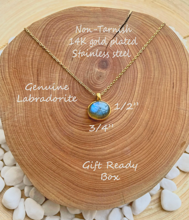 Labradorite Pendant Gold Necklace