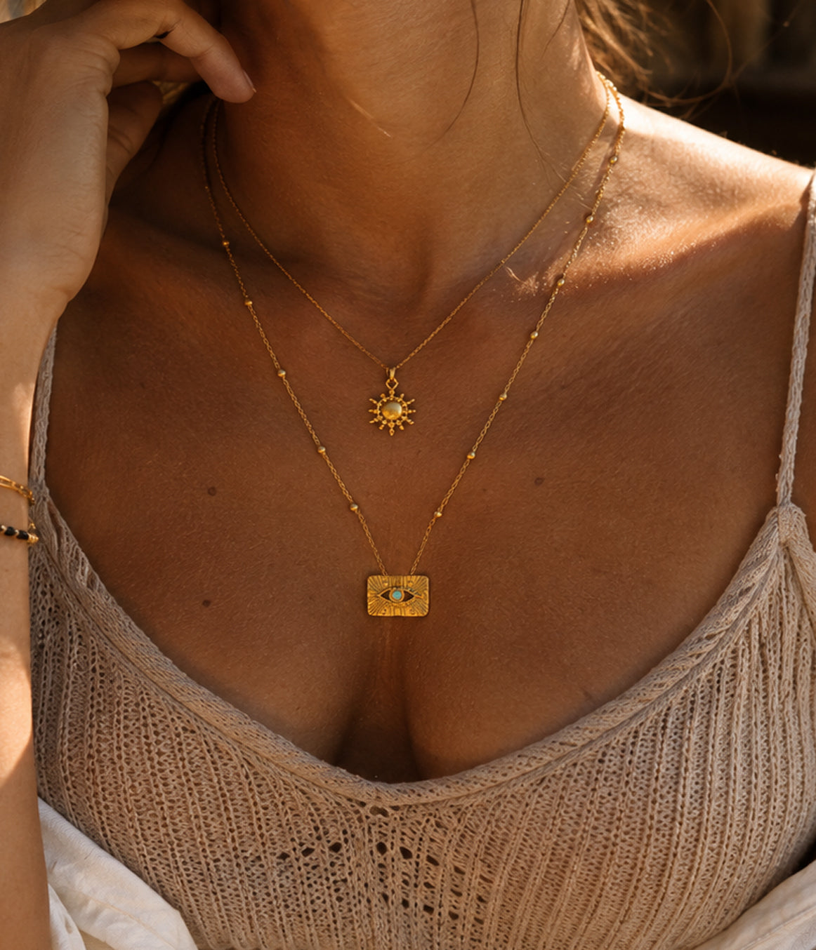 Opal Eye Pendant Necklace-Protection Fire Opal Eye
