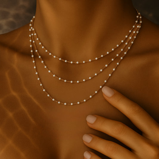 White  Enamel Dainty Bead Chain