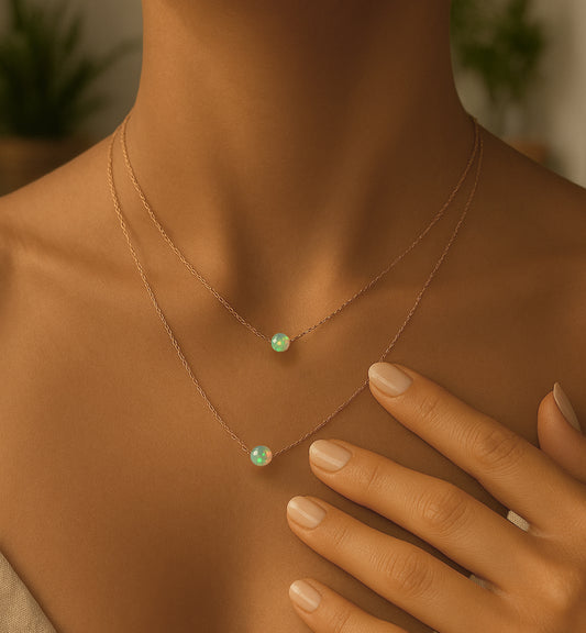 Fire Opal Solitaire Necklace