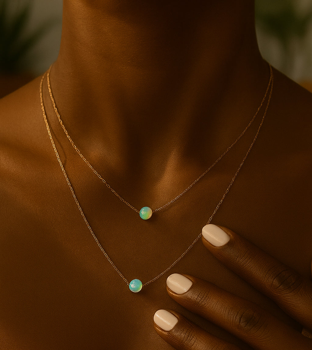 Fire Opal Solitaire Necklace