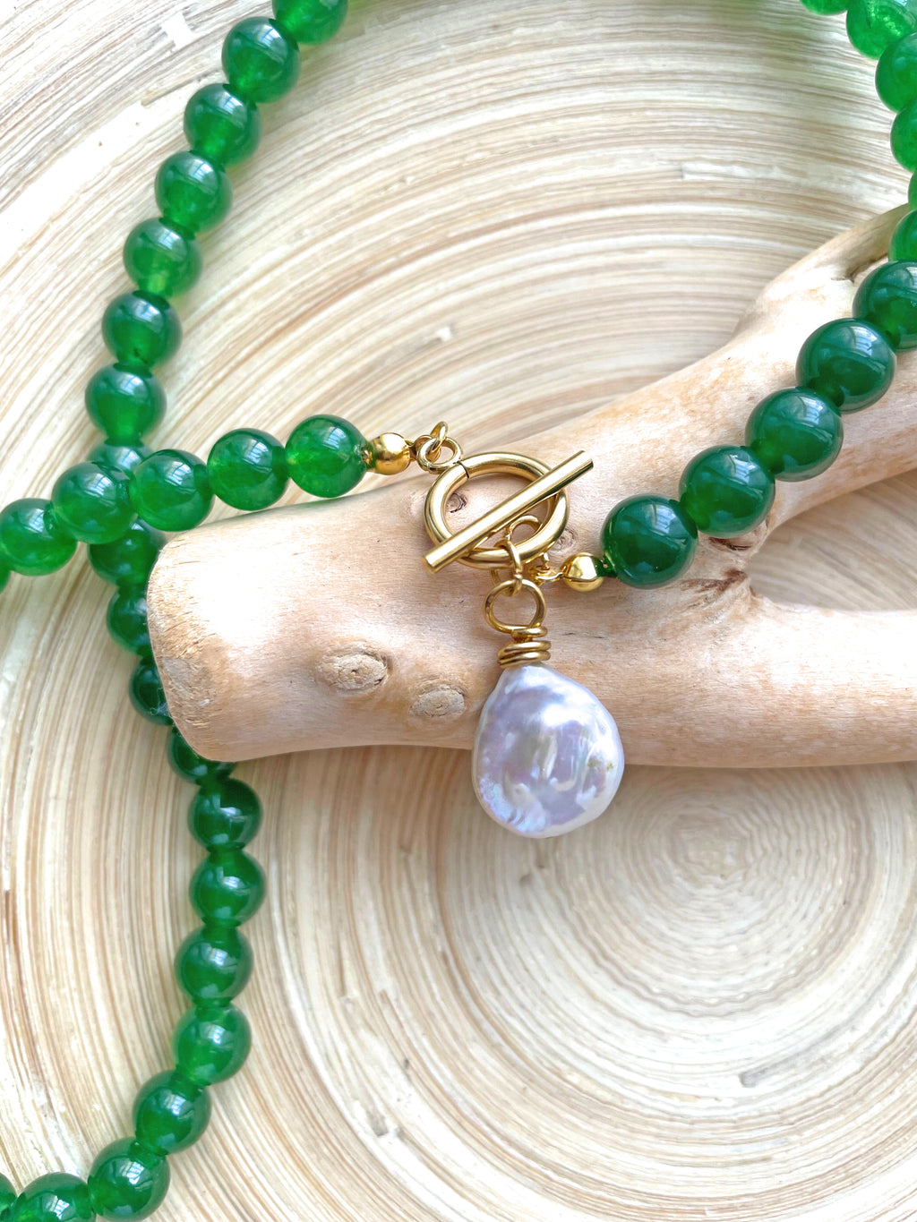 Genuine Jade Pearl Pendant Necklace