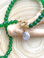 Genuine Jade Pearl Pendant Necklace
