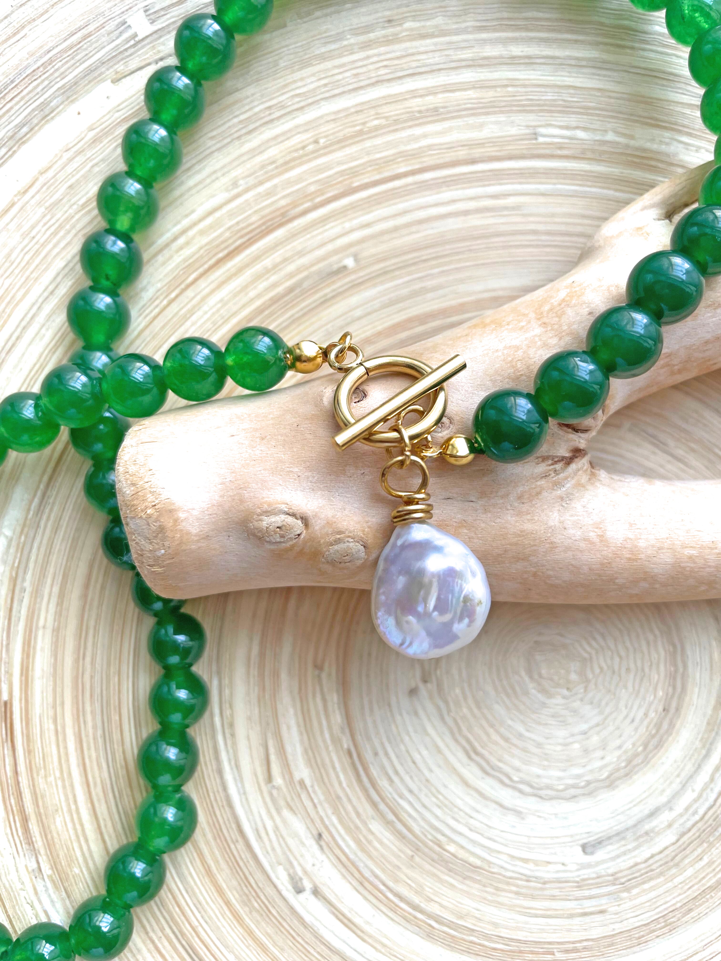 Genuine Jade Pearl Pendant Necklace