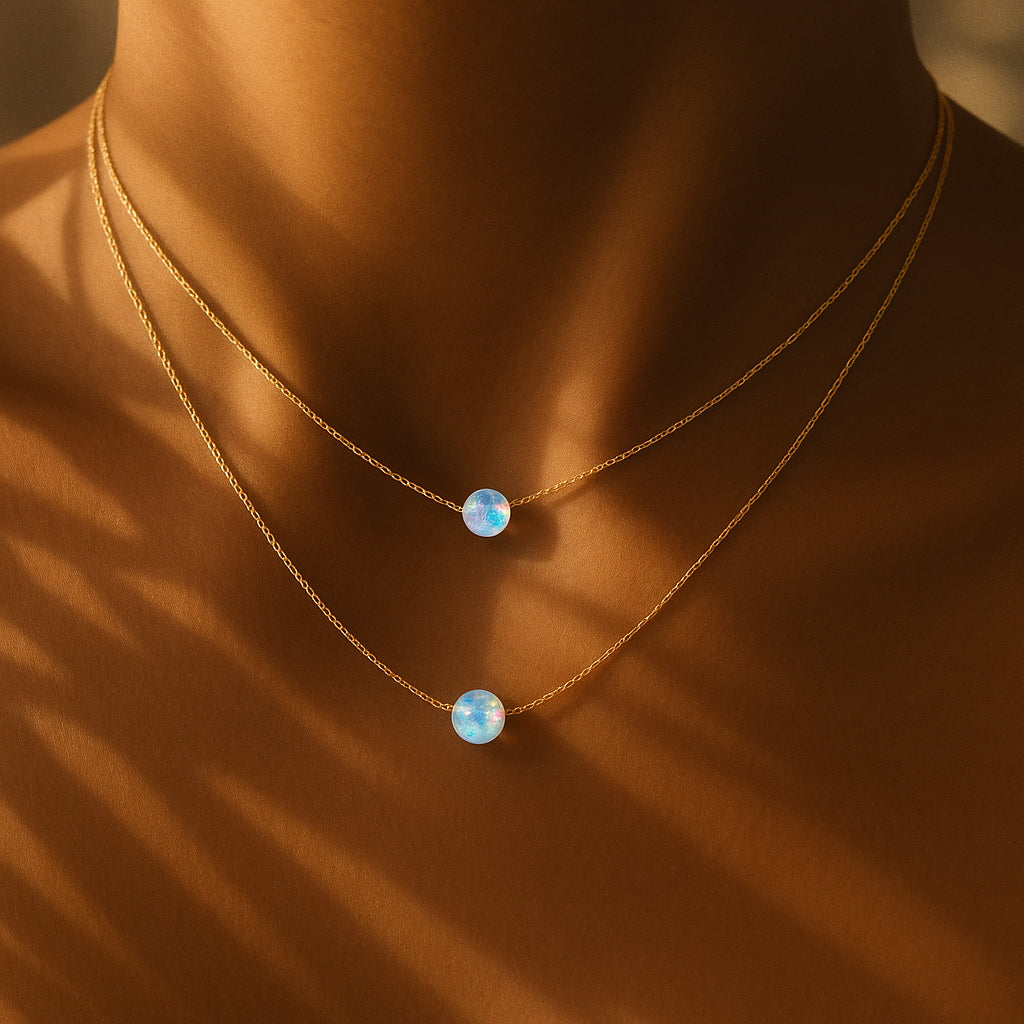 Fire Opal Solitaire Necklace