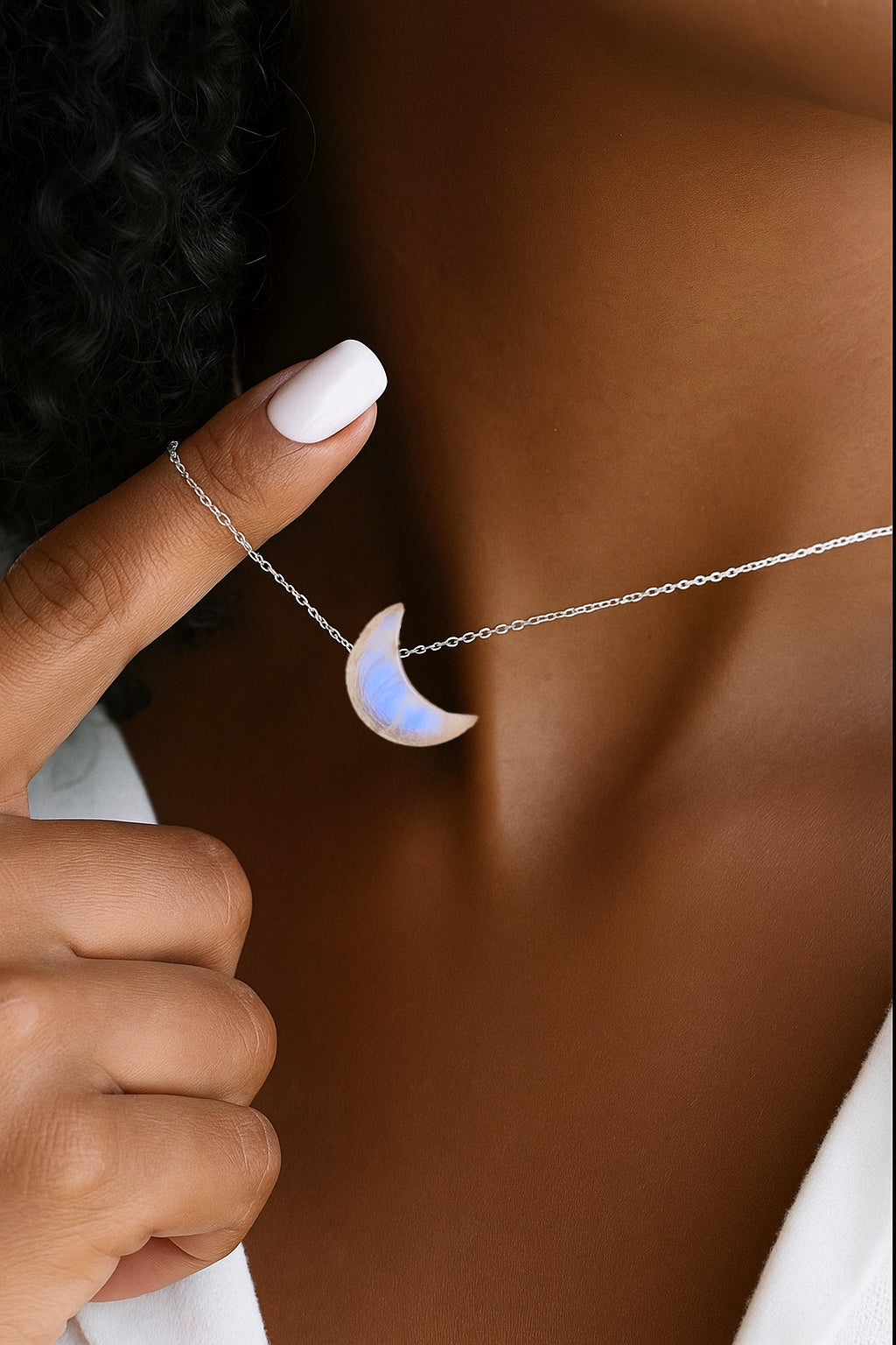 Moonstone Moon Pendant Necklace