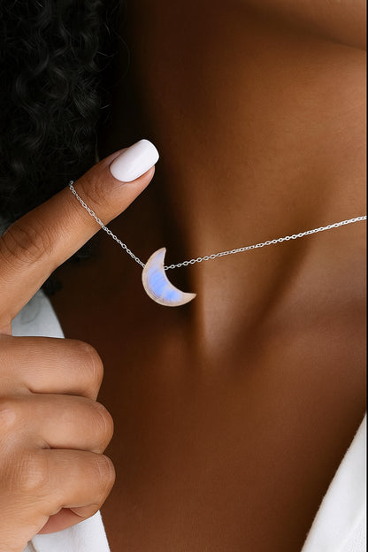 Moonstone Moon Pendant Necklace