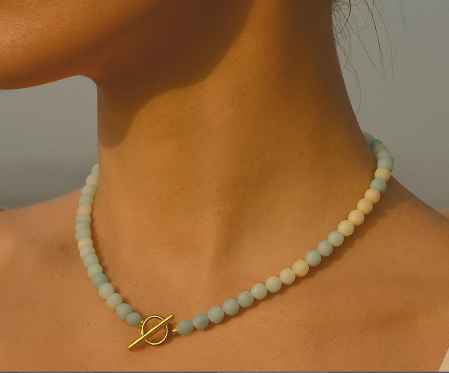 Amazonite Beaded Necklace~ Toggle clasp
