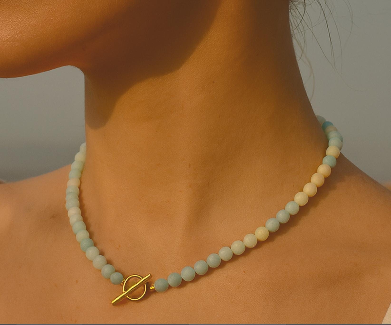 Amazonite Beaded Necklace~ Toggle clasp