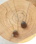 Genuine Smoky Crystal Necklace,  Smoky Crystal Tear Drop  Pendant, Healing Necklace, Birthstone, Gemstone Necklace, Gift for Mom