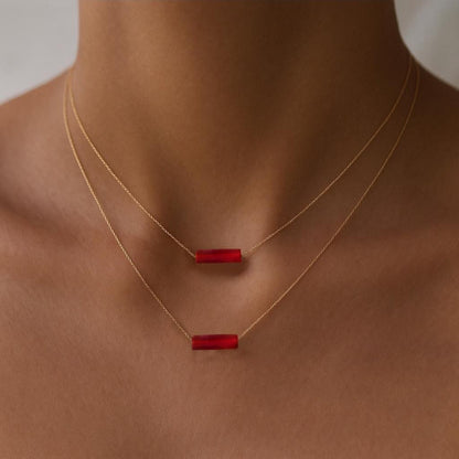 Carnelian Bar Pendant Necklace